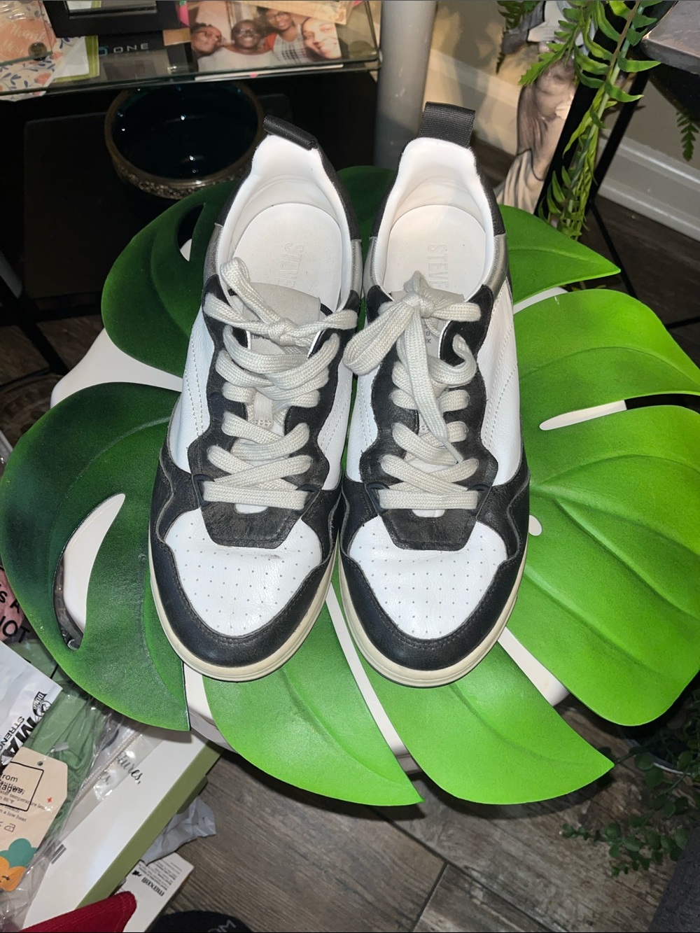 Steve Madden Black and White Men's Lace-Up Sneakers